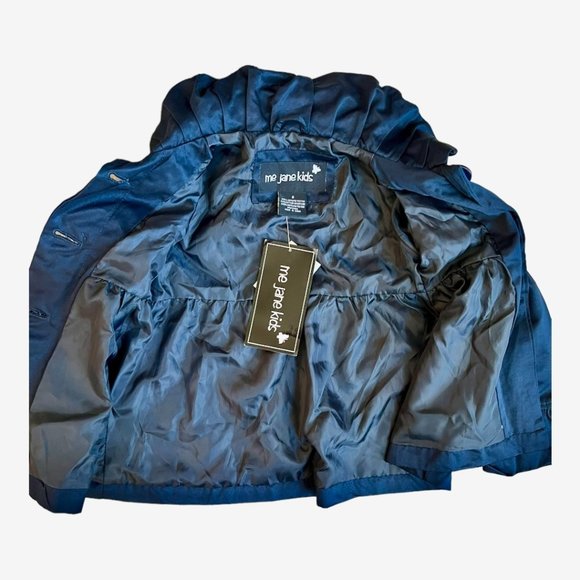 NWT Me Jane Kids Navy Coat with Buttons and Ruffled Sleeves and Neck//Size 6 - Picture 1 of 7